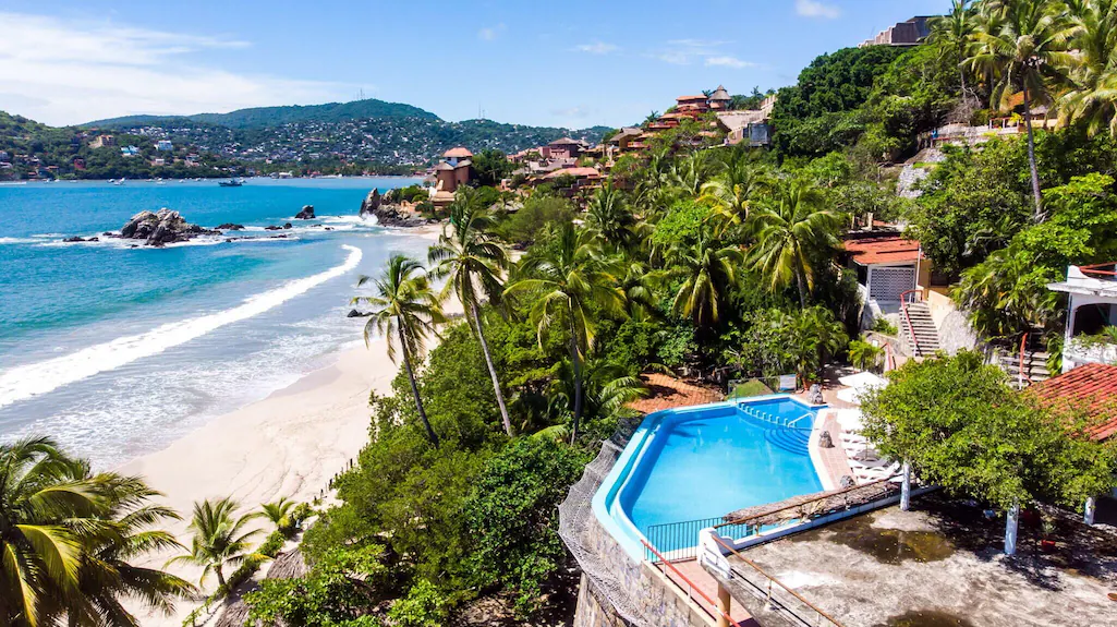 Hotel Catalina Beach Resort Zihuatanejo hillside property overlooking Playa La Ropa.